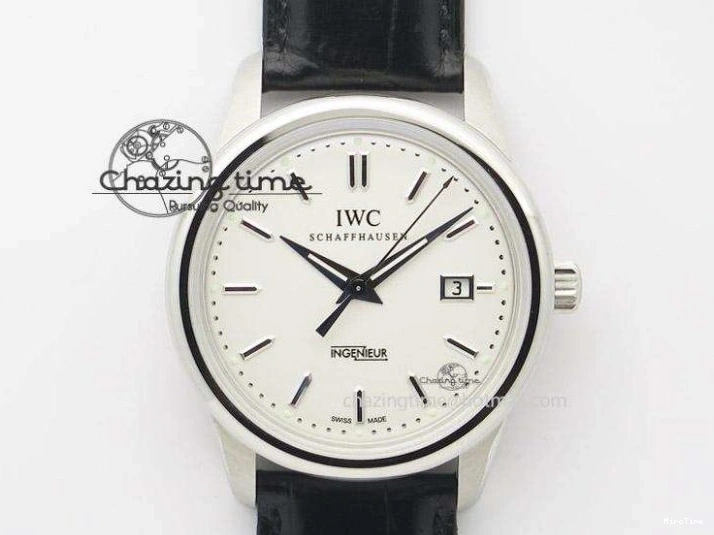 MIROTIME 0102 Portofino Automatic SS FKF 1:1 Best Edition White Dial SS Markers on Black Leather Strap A QuickDry 7138